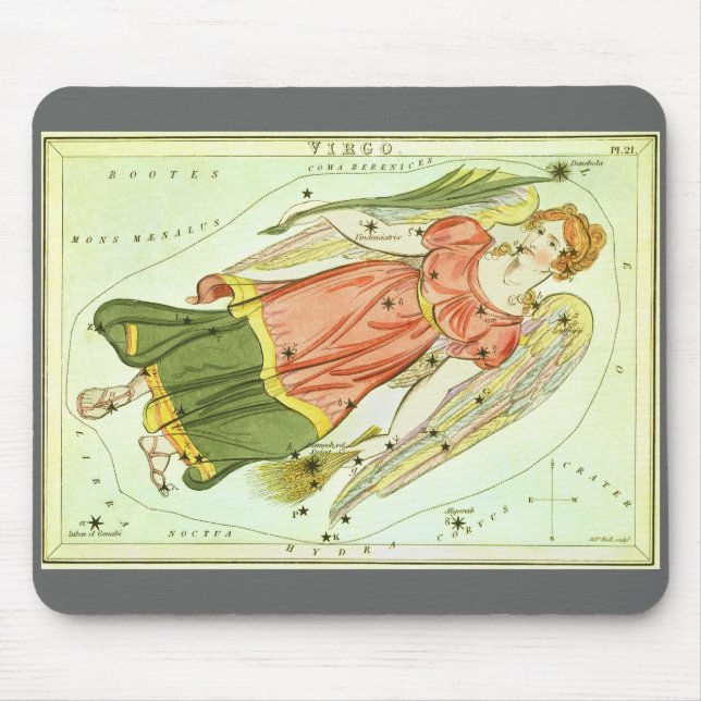 Virgo Virgin Vintage Constellation Urania's Mirror Mouse Pad (Front)