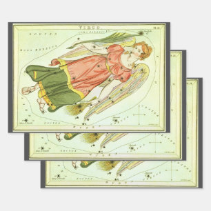 Virgo Virgin Vintage Constellation Urania's Mirror Wrapping Paper Sheet