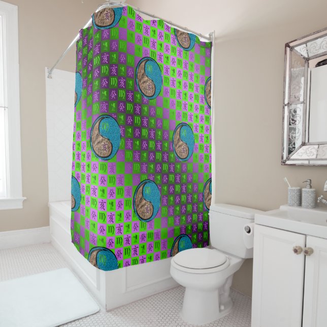 Virgo & Water Boar Shower Curtain (In Situ)