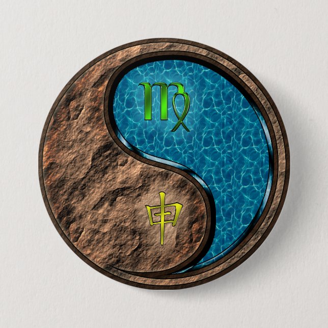 Virgo & Water Monkey 7.5 Cm Round Badge (Front)