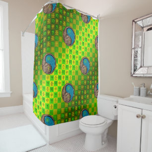 Virgo & Water Monkey Shower Curtain