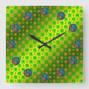 Virgo & Water Monkey Square Wall Clock