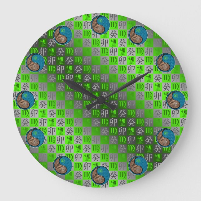 Virgo & Water Rabbit Large Clock (Front)