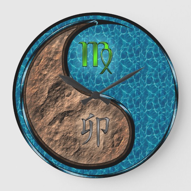 Virgo & Water Rabbit Large Clock (Front)