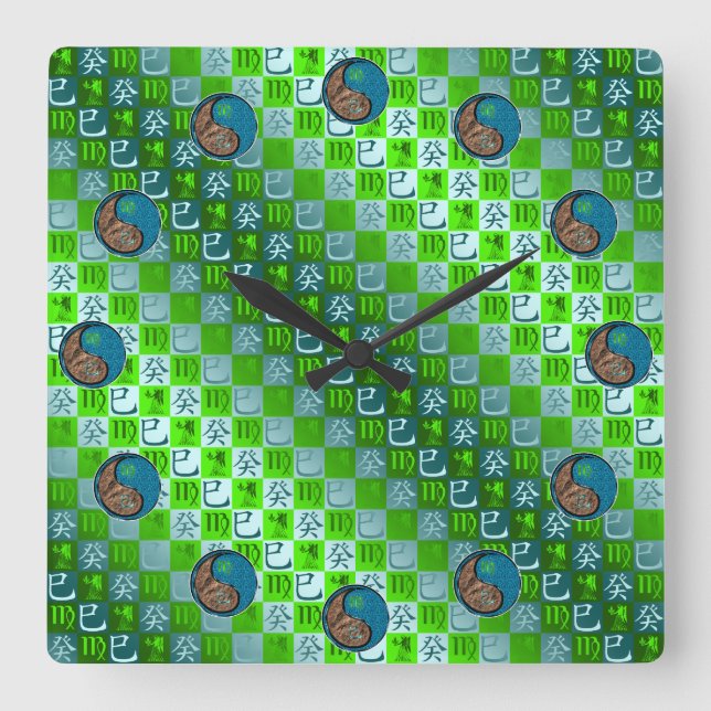 Virgo & Water Snake Square Wall Clock (Front)