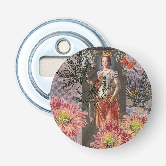 Virgo Woman Portrait Antique Colourful Rich Bottle Opener (Front)