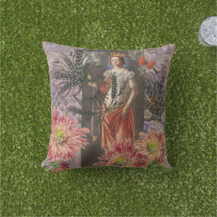 Virgo Woman Portrait Antique Colourful Rich Cushion