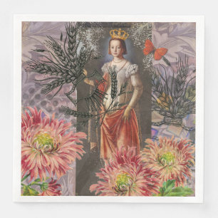 Virgo Woman Portrait Antique Colourful Rich Napkin