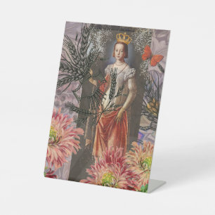 Virgo Woman Portrait Antique Colourful Rich Pedestal Sign