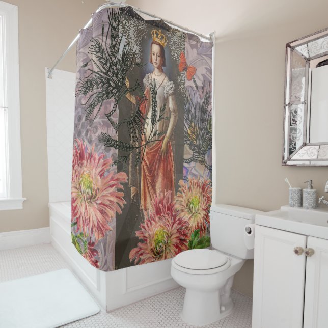 Virgo Woman Portrait Antique Colourful Rich Shower Curtain (In Situ)