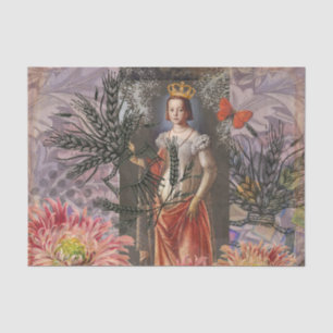 Virgo Woman Portrait Antique Colourful Rich Tissue Paper