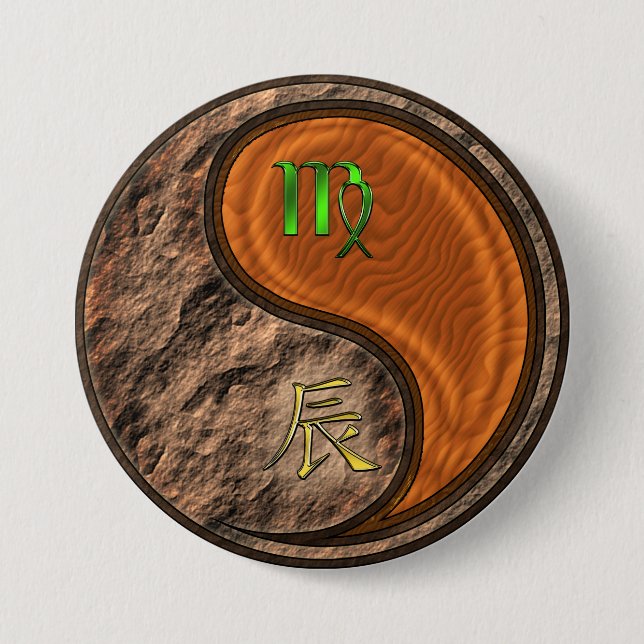 Virgo & Wood Dragon 7.5 Cm Round Badge (Front)