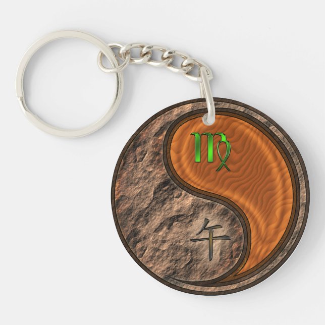 Virgo & Wood Horse Key Ring (Front)
