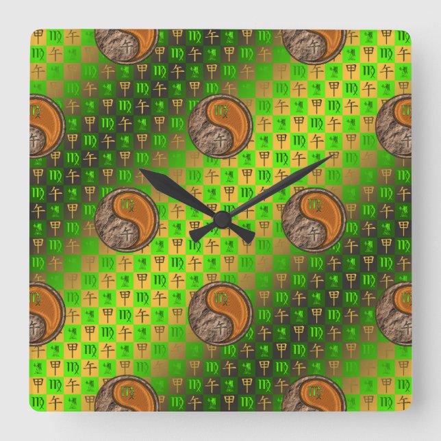 Virgo & Wood Horse Wall Clock (Front)