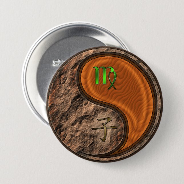 Virgo & Wood Rat 7.5 Cm Round Badge (Front & Back)