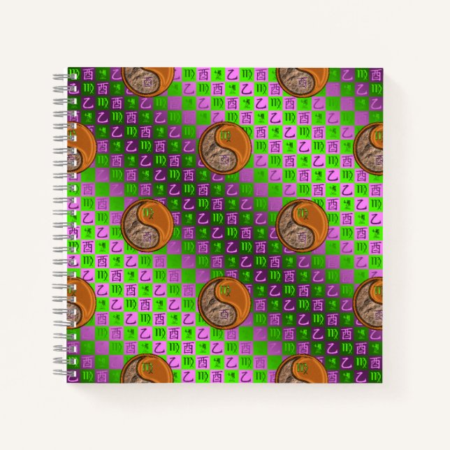 Virgo & Wood Rooster Spiral Notebook (Front)