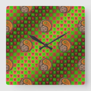 Virgo & Wood Tiger Wall Clock