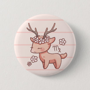 Virgo Zodiac Animal Button