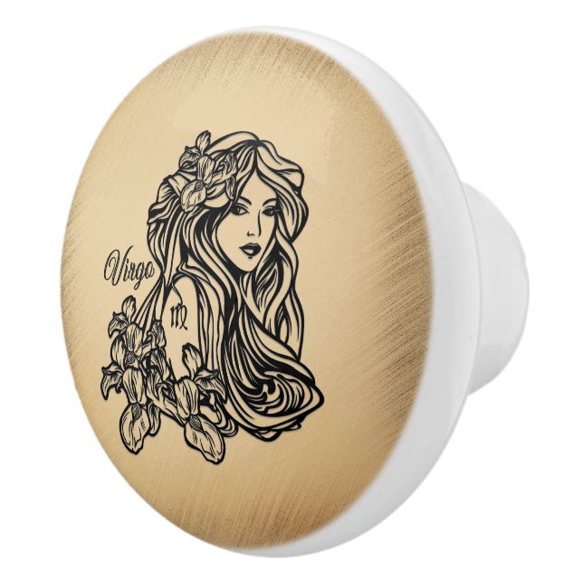 Virgo Zodiac Antique Look Ceramic Knob (Right)