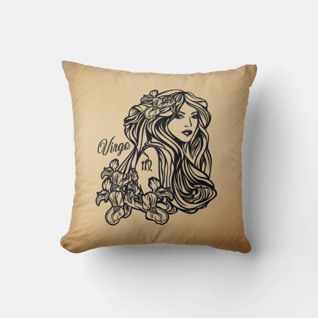 Virgo Zodiac Antique Look Cushion (Front)