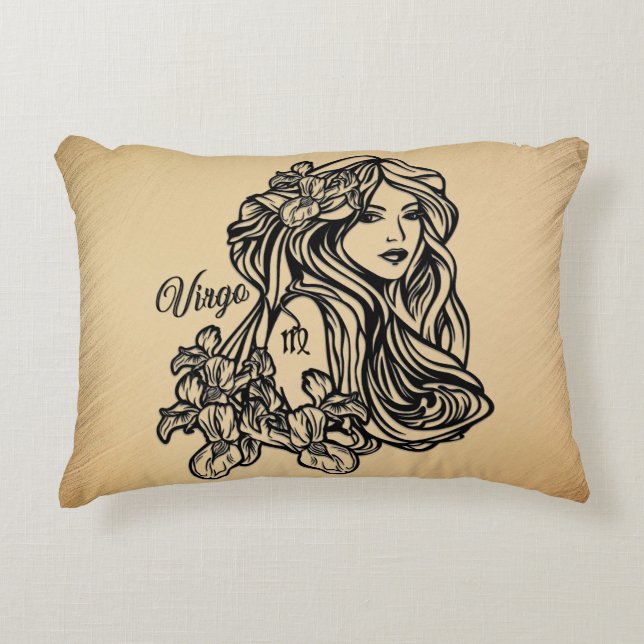 Virgo Zodiac Antique Look Decorative Cushion (Front)
