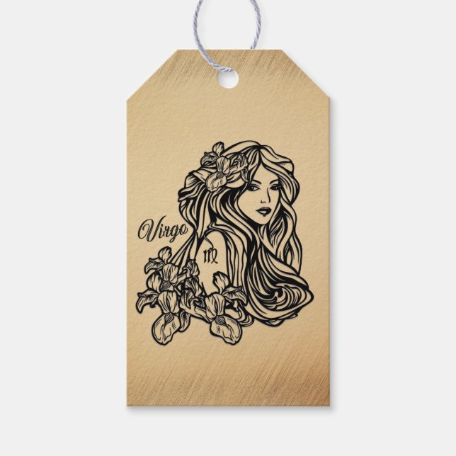 Virgo Zodiac Antique Look Gift Tags (Front)