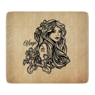 Virgo Zodiac Antique Look Glass Cutting Board