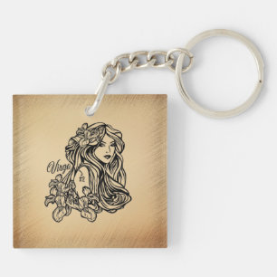 Virgo Zodiac Antique Look Key Ring