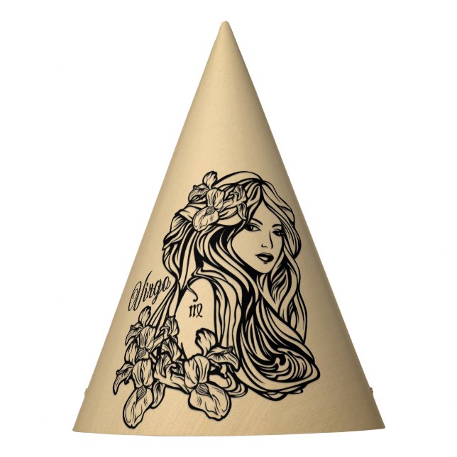 Virgo Zodiac Antique Look Party Hat (Front)