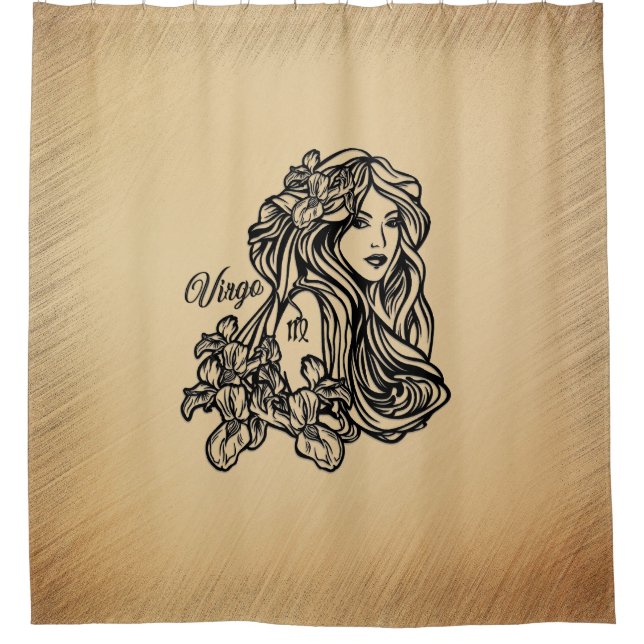 Virgo Zodiac Antique Look Shower Curtain (Front)
