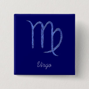 Virgo. Zodiac Astrological Sign. Blue. 15 Cm Square Badge