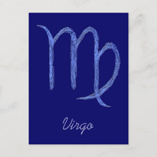 Virgo. Zodiac Astrological Sign. Blue. Postcard