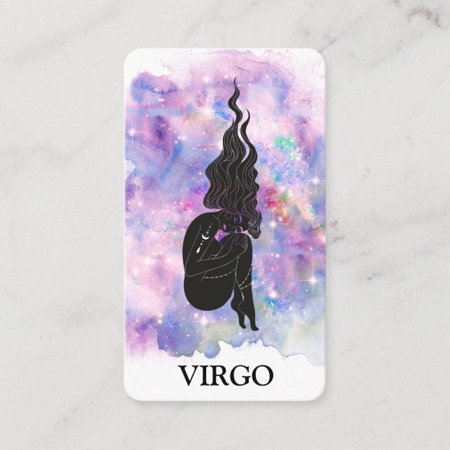 *~* VIRGO Zodiac Astrology Readings Blue Pink Business Card (Front)