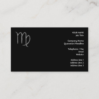Virgo. Zodiac Astrology Sign. Black. Business Card