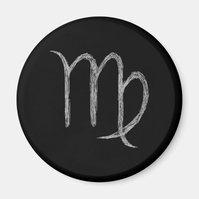 Virgo. Zodiac Astrology Sign. Black. Magnet (Front)