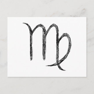 Virgo. Zodiac Astrology Sign. Black. Postcard