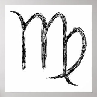 Virgo. Zodiac Astrology Sign. Black. Poster