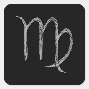 Virgo. Zodiac Astrology Sign. Black. Square Sticker