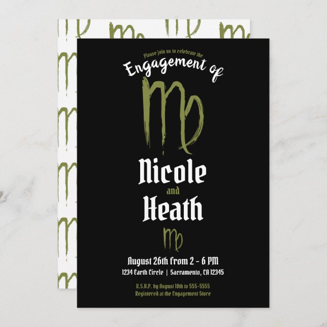 VIRGO Zodiac Astrology Summer Fall Engagement Invitation (Front/Back)