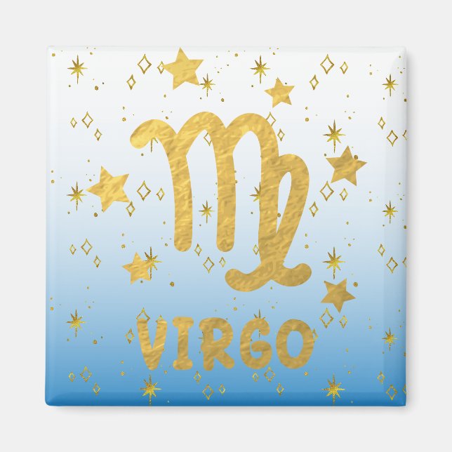 Virgo Zodiac Blue and Gold Magnet (Front)