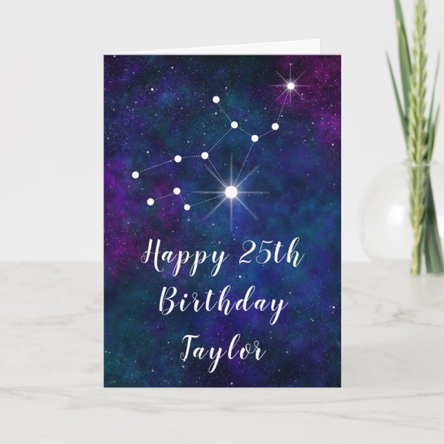 Virgo Zodiac Constellation Happy Birthday Card (Front)