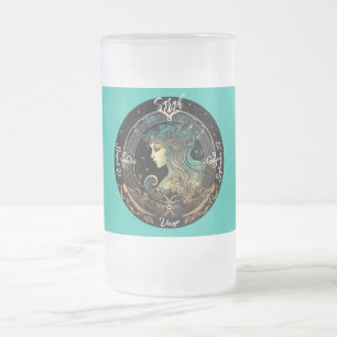 Virgo Zodiac Customisable Frosted Glass Beer Mug