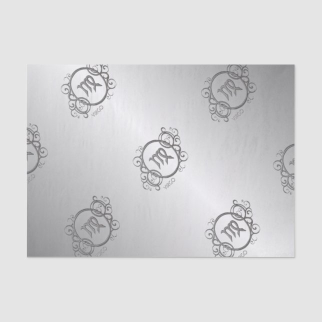 Virgo Zodiac Design Silver Tissue Paper (Front)
