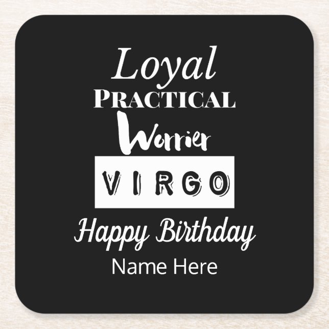 Virgo Zodiac Fun Characteristics Birthday Square Paper Coaster (Front)