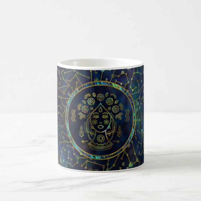 Virgo Zodiac Gold Abalone on Constellation Coffee Mug (Center)