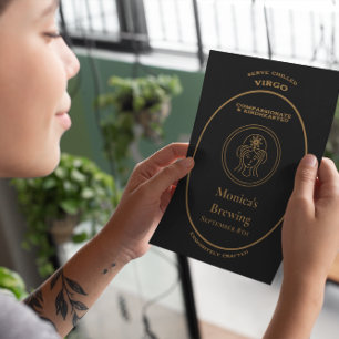 Virgo Zodiac Gold Apothecary Label Personalised  Postcard