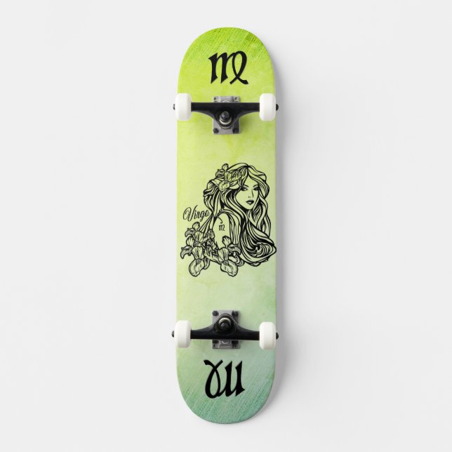 Virgo Zodiac Green Skateboard (Front)