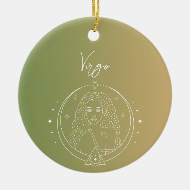 Virgo zodiac horoscope star sign gradient ceramic tree decoration (Front)
