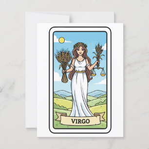 Virgo Zodiac Illustration Tarot Style Postcard