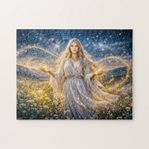 Virgo Zodiac in Enchanted Night Landscape Jigsaw Puzzle
